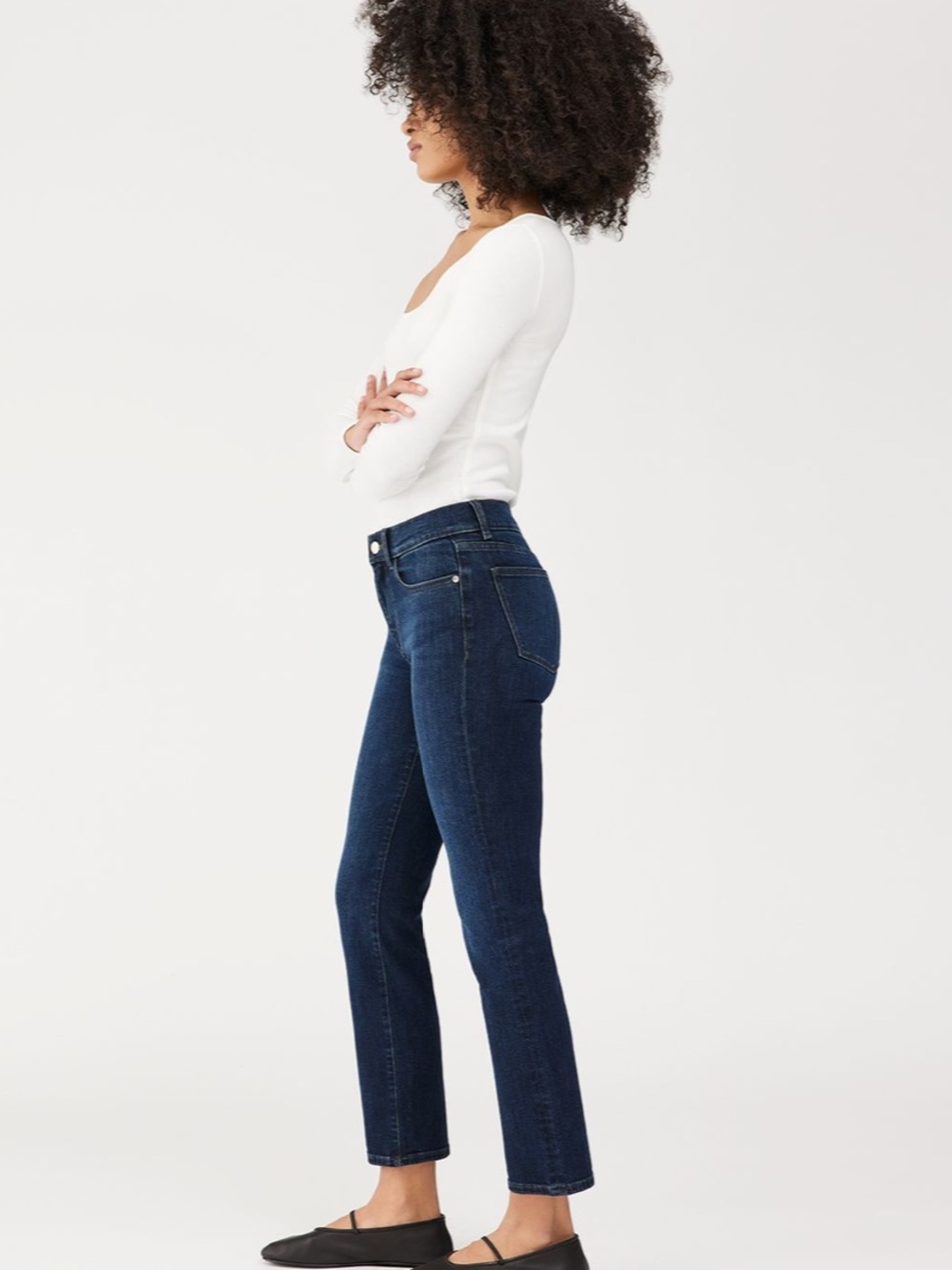 DL1961 Mara Straight Ankle‎ Mid Rise Instasculpt Dark Indigo Jeans Size 32 - Picture 3 of 10